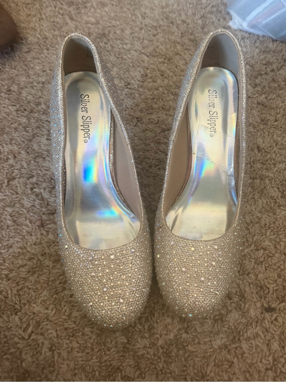 Silver Slipper® Gold Glitter Bridal Pumps